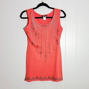4/$25 Solutions Coral Embellished Stretch Cotton Blend Tank Top Medium
